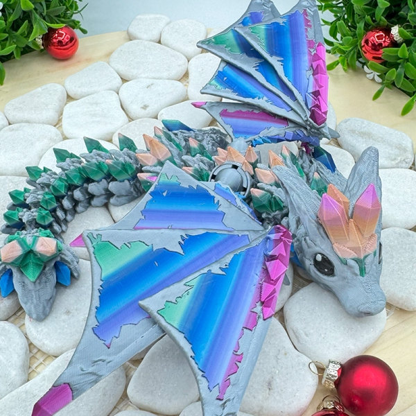 Wolfskristalldrache – Mystische Kristallkraft Silber